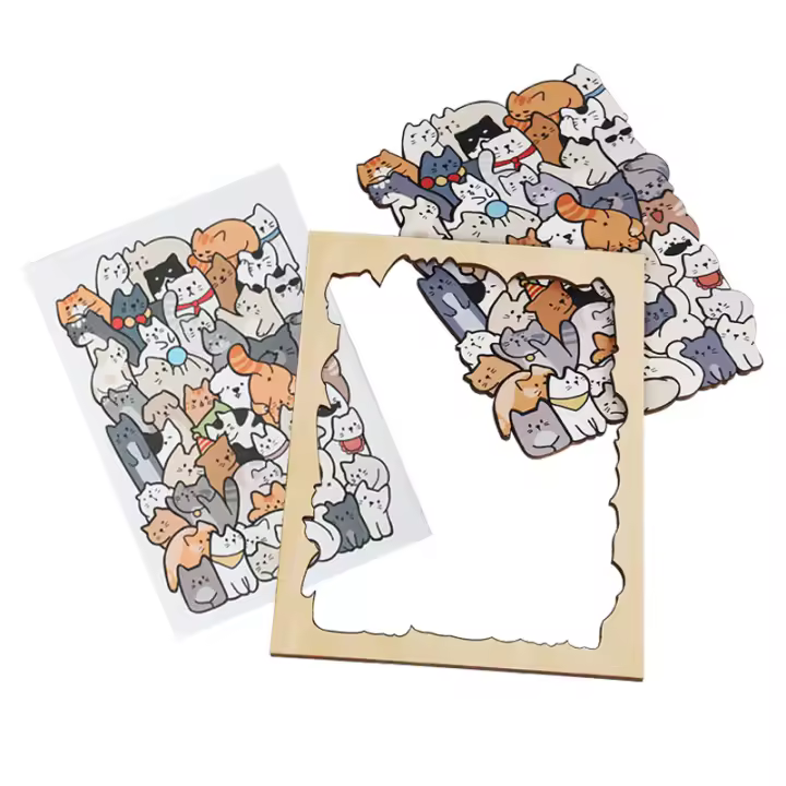 Puzzle De Madera Para Niños Con Animales 50 Gatos Panda Juguete Educativo De Dibujo Cartoon De Juego De Tablero Tangram - 1