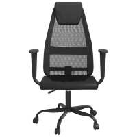 vidaXL Silla de oficina altura ajustable tela malla y cuero PE negro - details 2