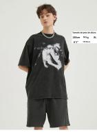 Camiseta Negra Lavada Hip Hop Para Hombres Camiseta De Algodón Estilo Graffiti Harajuku Aesthetic Tshirt Impresión Casual Unisex Y2K - details 3