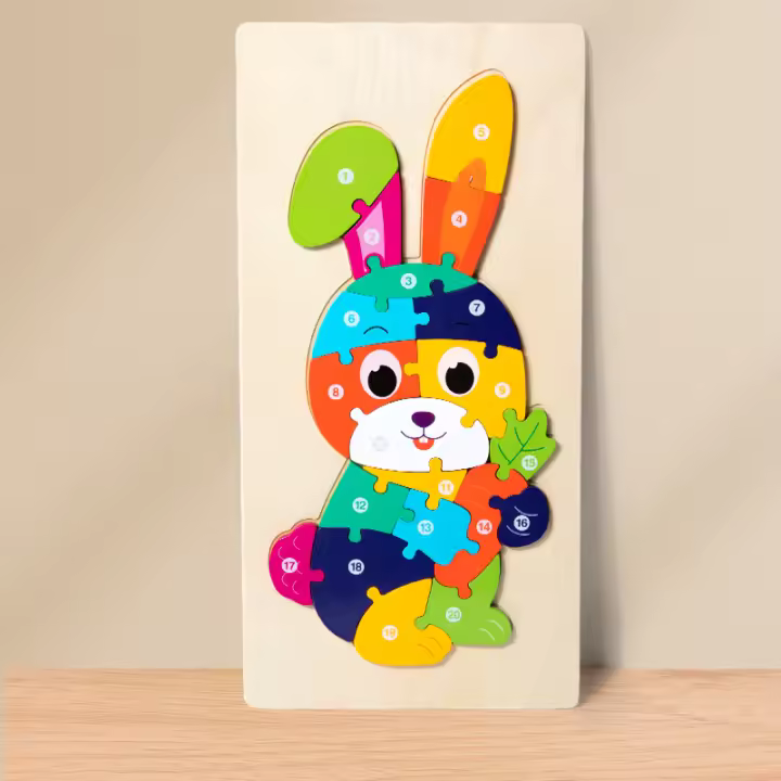 Puzzle 3D De Madera Grande Con Animales Para Bebés Juguete Educativo De Aprendizaje Temprano Y Cognición Dificultad Alta Para Niños Y Niñas - 1