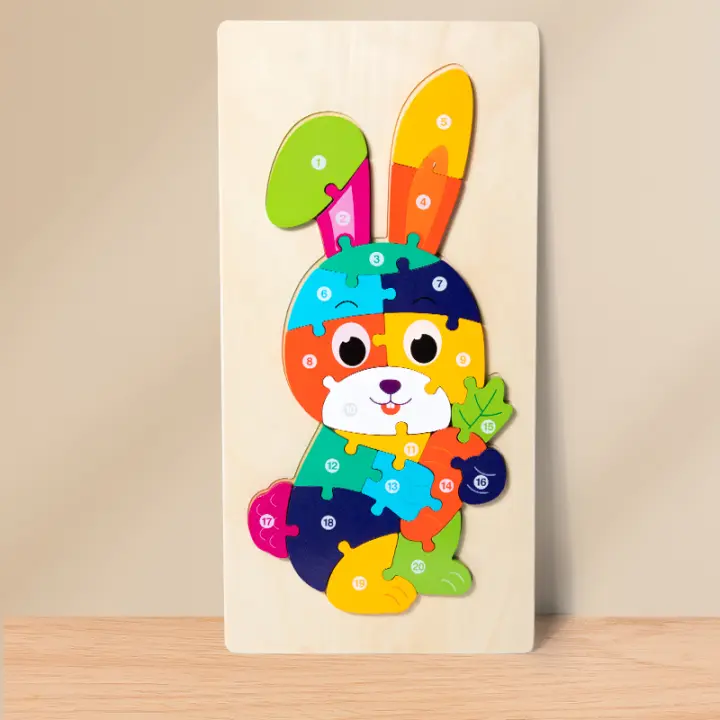 Puzzle 3D De Madera Grande Con Animales Para Bebés Juguete Educativo De Aprendizaje Temprano Y Cognición Dificultad Alta Para Niños Y Niñas - 1