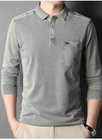 Camisa Polo Para Hombre MLSHP Primavera Otoño Algodón Sólido Bordado Casual Negocios Moda Tops Simples 3XL - details 1