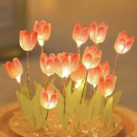 Lámpara De Noche LED DIY Mini Tulipán Para Decoración Del Hogar Regalo De Cumpleaños Para Niña Amigo De La Familia Niño Adorno De Navidad Material De Vidrio Fuente De Luz LED Batería Operada - details 1