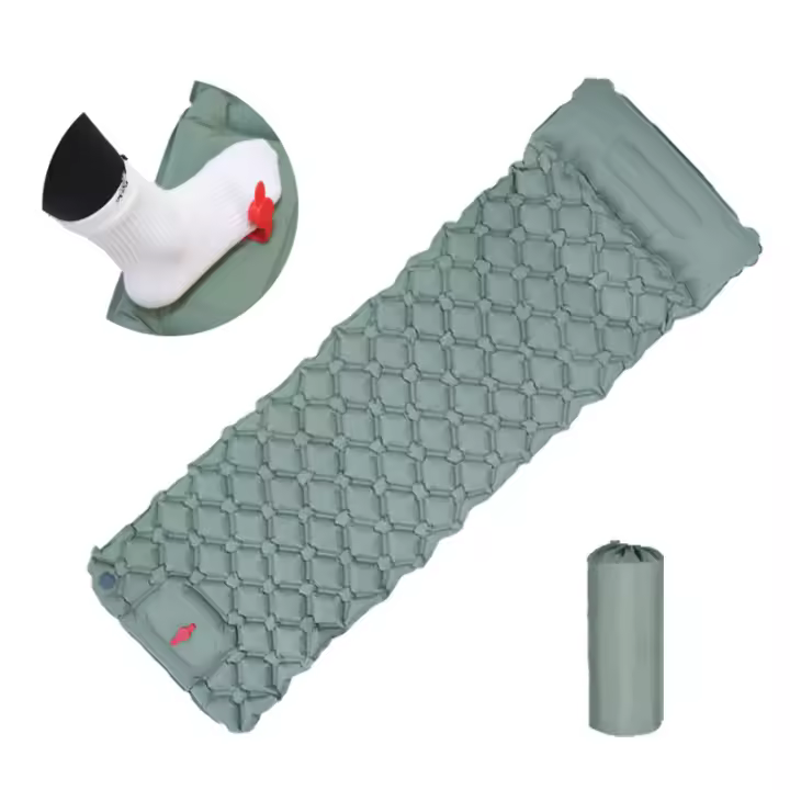 Manta De Seda Para Acampar Ultra Ligera Con Almohadilla Impermeable Individual Con Inflador De Pie De TPU - 1