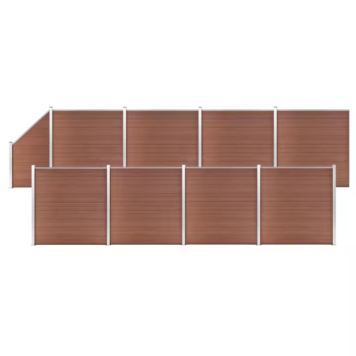 vidaXL Set de valla 8 cuadradas + 1 oblicua WPC marrón 1484x186 cm - 1