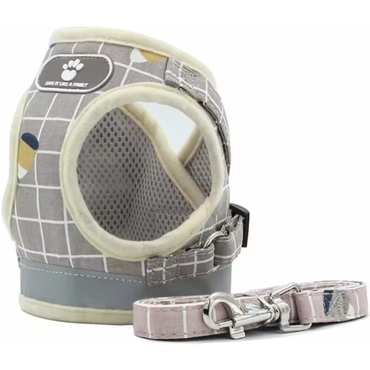 Arnés ajustable chaleco acolchado reflectante suave transpirable cómoda correa para perro pequeño cachorro MZ083 (M, caqui) - 1