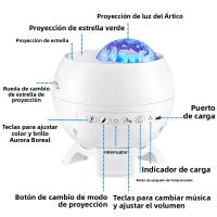 Proyector De Estrellas Aurora Lámpara Nocturna Pequeña Con Ambiente Galaxia Luz De Velocidades Recargable USB Altavoz Para Decoración De Habitaciones - details 7