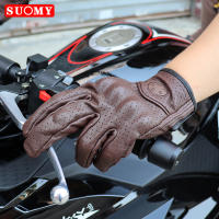 SUOMY Guantes De Motocicleta Retro Marrón De Cuero Real Para Verano Guantes De Café Racer Con Perforación Y Toque De Pantalla Para Scooter - details 8