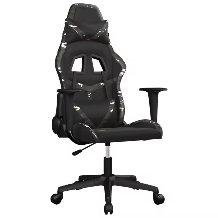 Silla gaming de masaje cuero sintético negro y camuflaje - 1