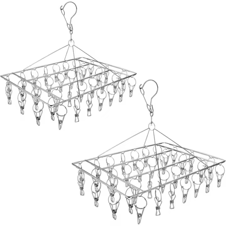 Paquete de 1 estantes de Secado de Ropa de Acero Inoxidable, Gancho Giratorio, Perchero para percheros, Ropa Interior, Sostenes, Ropa de bebé, Guantes,34Clavijas - 1