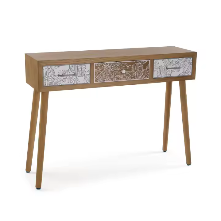 Versa - Mesa de entrada 3 cajones ,en madera y unas medidas de 107 cm de largo , 30 cm de fondo y 78 cm de alto - 1