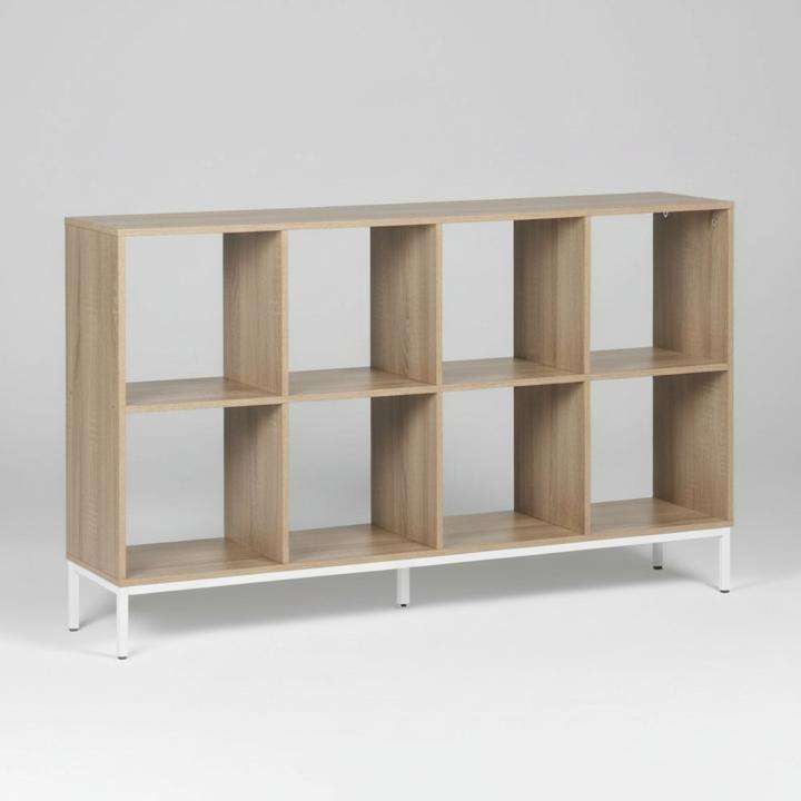 MOBLEKIT | Estanterías de Madera y Metal con Compartimentos y Baldas Abiertas, Librerías Modulares de 2, 4 u 8 Cubos y Estantería Multiusos de 5 Niveles, Muebles Auxiliares para Salón, Dormitorio, Oficina o Cocina