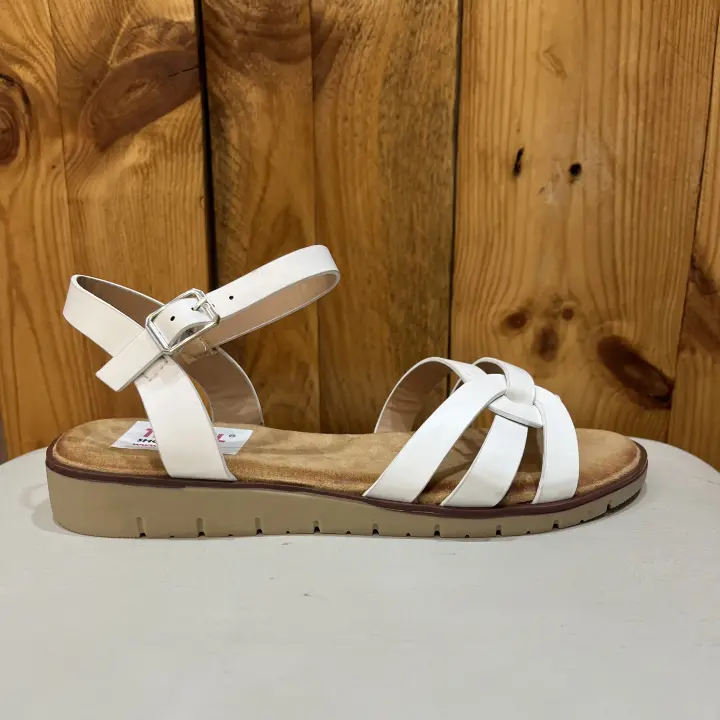 Teovel Sandalia Mujer Suela Baja - Empeine Tiras Cruzadas - Ajuste Hebilla - Altura Suela 2cm Plataforma 1cm - 1