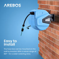 Arebos Carrete Manguera Jardín Automático | Enrollador Manguera | 20 M | 180° Giratorio | Azul - details 12