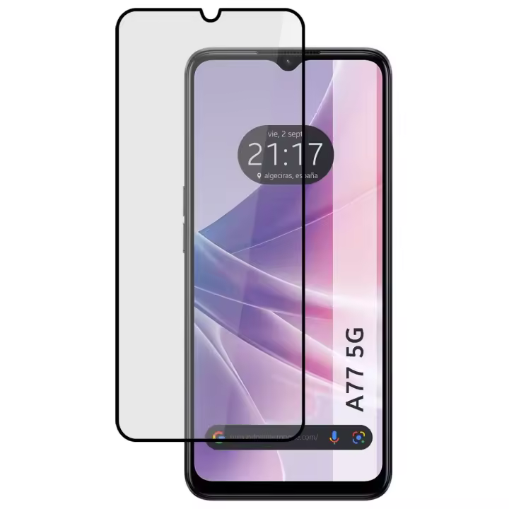 Protector Cristal Templado Completo 5D Full Glue Negro para Oppo A77 5G Vidrio - 1