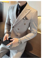 Traje De Boda Casual Para Hombre 2025 Doble Breasted 3/2 Piezas Estilo Regular Con Pantalones Sensación Alta Polyester Para Wedding - details 7