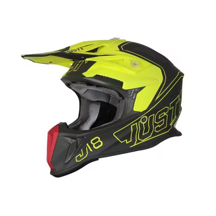 CASCO MOTOCROSS JUST1 J18 VERTIGO RED GREY FLUO YELLOW - 1