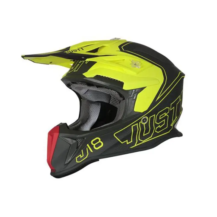 CASCO MOTOCROSS JUST1 J18 VERTIGO RED GREY FLUO YELLOW - 1