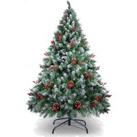 ARBOL DE NAVIDAD SILVESTRE FRONTOSO, 120cm, 150cm, 180cm, 210cm, 240CM, árbol de Navidad Verde Abeto, Árbol de Navidad Artificial, Verde PVC Árboles Decoración Navideña, con Efecto Nieve y piñas, Soporte de Maderal (con Efecto Nieve y piñas) - details 0