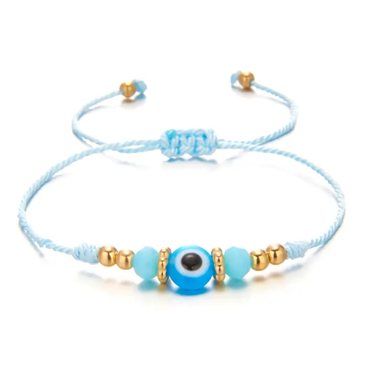Pulsera Turca Con Ojo Maléfico Para Hombres Y Mujeres Hecha a Mano Con Hilo Tejido Y Cuentas De Cristal Para Parejas Joyería De Moda - 1