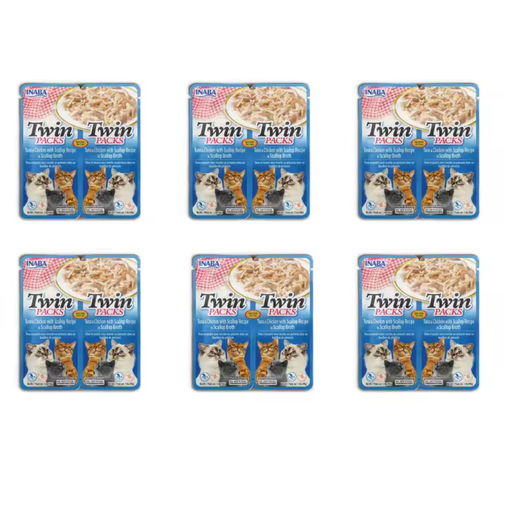 Comida para Gatos INABA 12x40g - Atún y Pollo en Caldo de Atún o Vieira. - 1