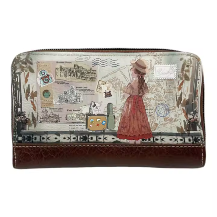 Cartera mediana Sweet Candy con solapa de la Colección Viajes C-062-01 15.5x9.5x4cm. - 1