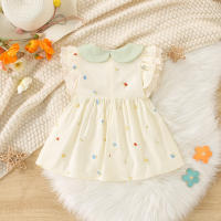 Vestido De Princesa Para Bebés Verano Vestido A-Line Con Encaje Y Bordado De Flor Vestido De Niña Dulce Sin Mangas Largo De Rodilla Algodón Y Poliéster Talla True Fit - details 2
