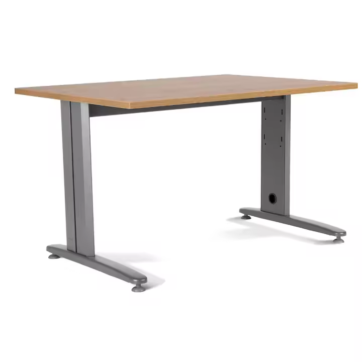 Rocada | Mesa Oficina Ancha para Teletrabajo | Estructura de Acero en L Color Gris | Robusta y Fácil Montaje | 140 X 80 Cm | Acabados en Roble - 1