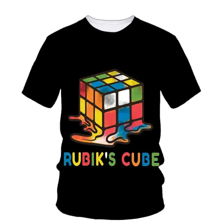Camiseta De Cubo Rubik 3D Para Hombre Verano Cuello Redondo Manga Corta Sobre Dimensional Casual Harajuku Estilo Callejero - 1