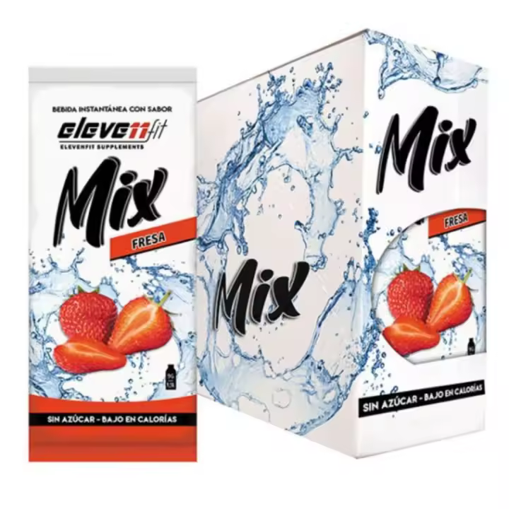 ElevenFit - Bebidas Mix - Caja 24 sobres (9 gr. c/u) - Saborizante en polvo para agua. Sabores de FRUTAS 🍏🍎🍊🍋🍌🍉🍇🍓🍒🥥🍍🥭 Sin azúcar, bajo en calorías. Ideal para dietas y pérdida de peso. - 1