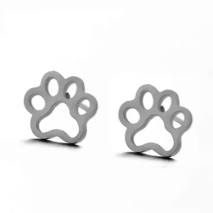 Biscraip pendientes huella acero inoxidable niña mujer - 1