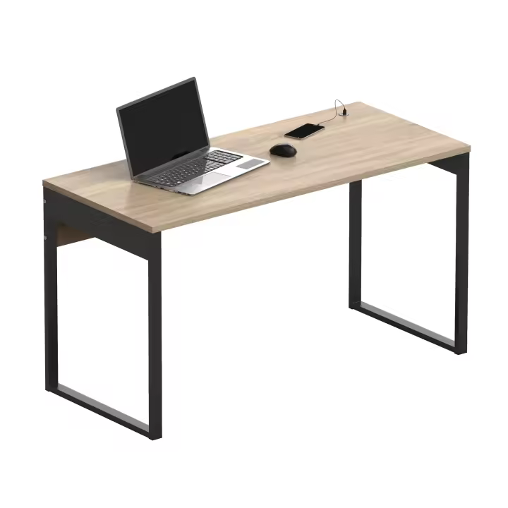 Briebe Smuk Escritorio Mesa de Ordenador Oficina Estudio, Patas Estructura Metálica Industrial 76x135x60cm, , Madera - 1
