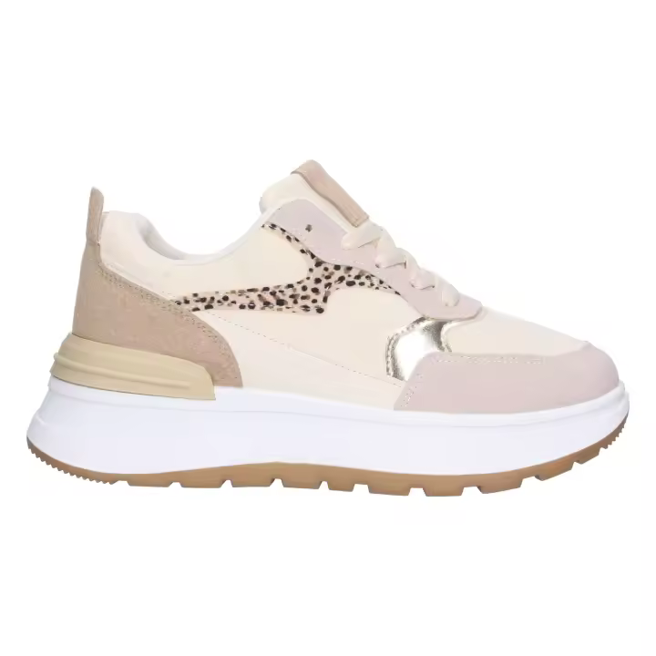 PuntoSalao Zapatillas deportivas plataforma cómoda mujer color beige 7510 - 1