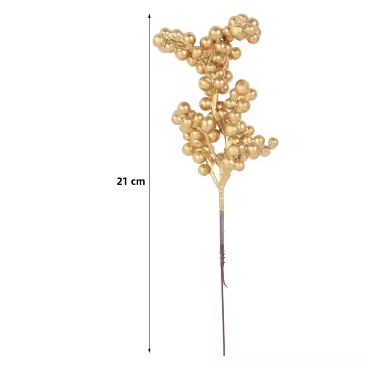 5pcs Bayas De Navidad Artificiales Rojas Con Ramas Para Árbol De Navidad Decoración De Casa Para Fiestas De Año Nuevo - 1