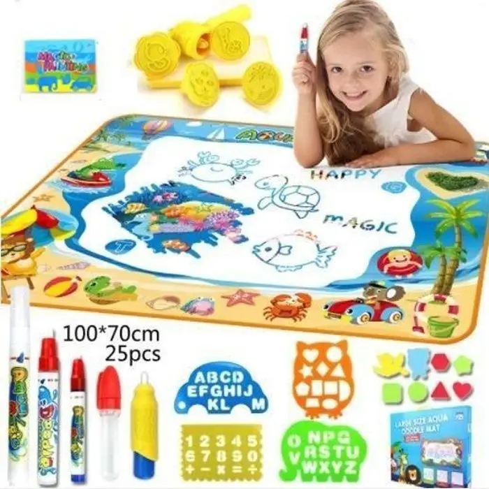 Cinta de dibujo para niños, 100x70 cm, colorido, con agua, 25 unidades, con rodillos para estampar, juguetes educativos. - 1