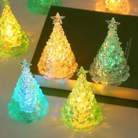 Árbol De Navidad De Cristal Con Luz Caliente Y Colorida Luz De Noche Con Estrella Decoración De Mesa Para Dormitorio Regalo De Velas Incluidas Fuente De Alimentación De Batería - details 0