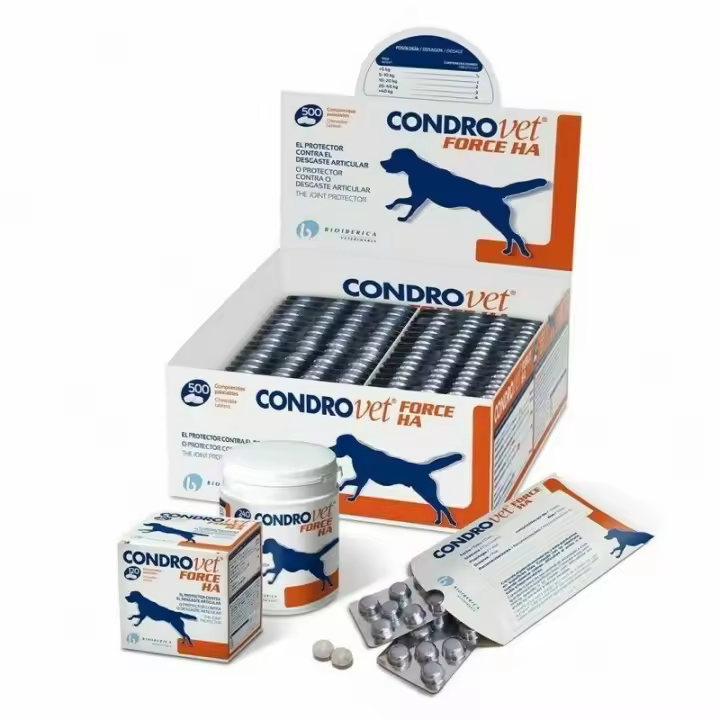 CONDROVET FORCE HA CONDROPROTECTOR PERROS 120 COMPRIMIDOS El Condroitín  fundamental de la matriz del cartílago, y es el principal responsable de su correcta hidratación. Es básico para el mantenimiento de la elasticidad y flexibil - 1