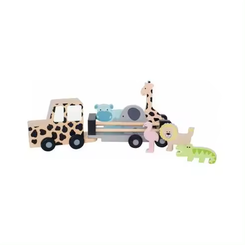 Coche Safari con animales de madera - Jeep Safari - Jababado W7171 JAW7171 JABADABADO - 1