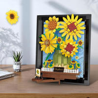 Bloques De Construcción 3D De Pintura De Girasol De Van Gogh Juguete De Artesanía Para Decoración De Hogar Regalo Para Niños Y Adultos - details 1