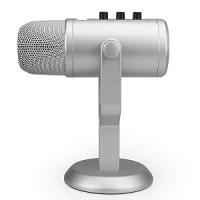 Micrófono de condensador profesional con USB, control de volumen y pantalla OLED, plateado. Perfecto para stremear y para grabar podcast - Amazon Basics - details 2