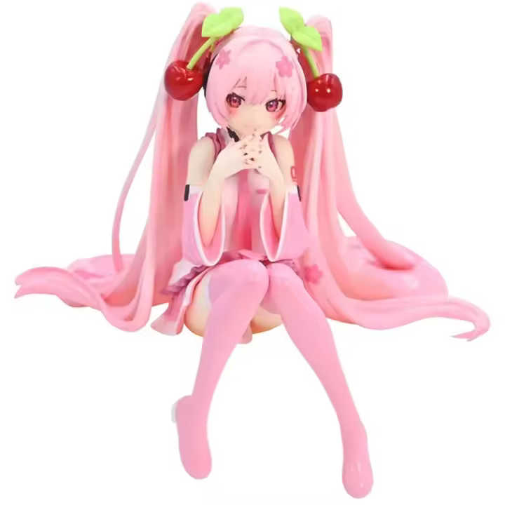 Figura De Acción Anime Hatsune Miku Vestido Rosa PVC Decoración De Cerezo Regalo Para Coleccionistas Tamaño 10cm Unisex - 1