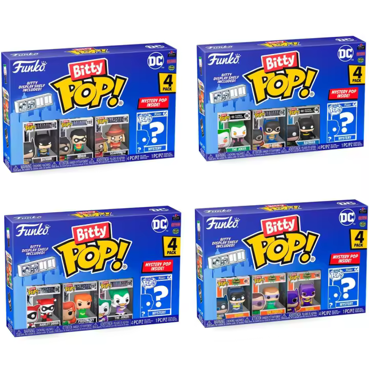 Funko Pack 16 4 packs de 4  Bitty bittys DC Comics Batman Joker Poison Ivy Harley Quinn Robin  Enigma Batgirl Riddle  Funko Pop Bitties Bittis - 1