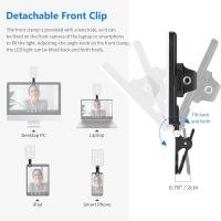 Luz selfie con clip de teléfono delantero y trasero, alta potencia 60 LED 2000mAh recargable CRI 95 +, 3 modos de luz, clip portátil en luz para tableta/portátil - details 2
