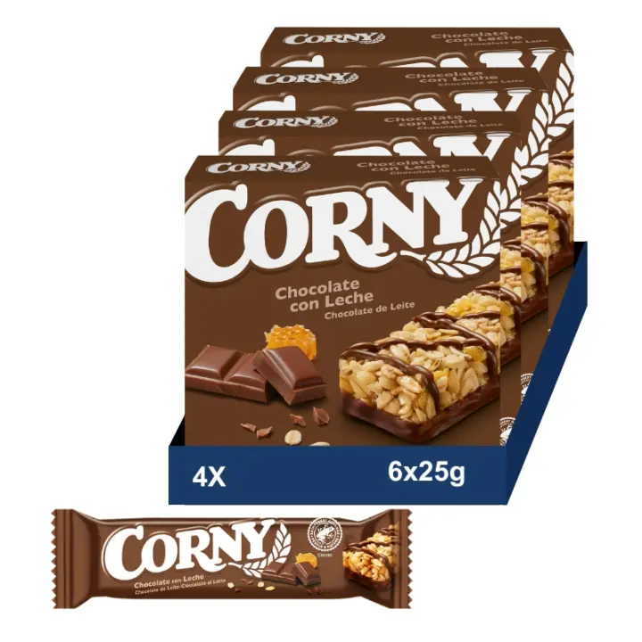 CORNY Barritas Cereales de Chocolate con Leche. 4 Packs de 6x25gr - 1