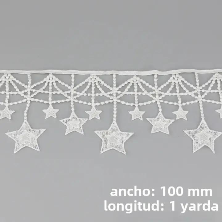 Tela De Encaje De Algodón (1 Yard) Para Decoración Y Artesanías Ribbons De Amor Y Regalos Técnica Jacquard Mesh Ecológico Soluble En Agua - 1