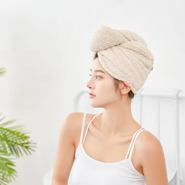 Gorro para secador de pelo de vellón coral Súper suave, absorbente y de Seco, ligero y transpirable, toalla de estilo Japonés - 1