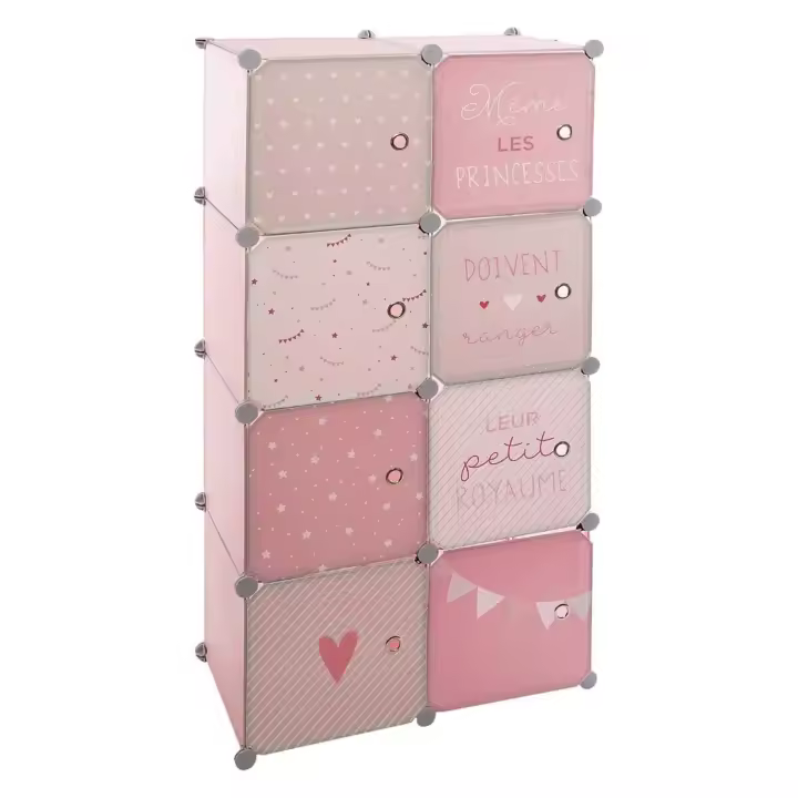 Atmosphera Taquillas de Almacenamiento Infantil Rosa | 8 Huecos con Puertas - 1