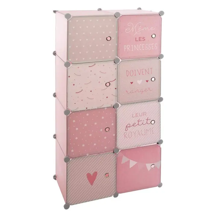 Atmosphera Taquillas de Almacenamiento Infantil Rosa | 8 Huecos con Puertas - 1