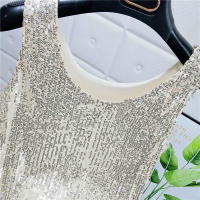 Chaleco De Noche Con Lentejuelas Para Mujer Estilo De Calle Blanca Brillante Poliéster Talla Regular Top De Verano 2022 - details 32