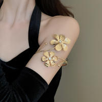 Pulseras De Brazo Superior De Hojas Y Flores De Metal Ajustables Para Mujer Joyería De Mano Accesorios De Regalo Con Salida Hollow out - details 13